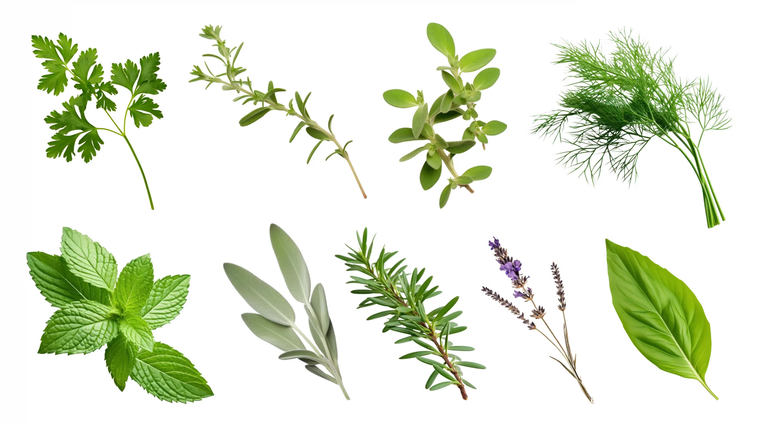 Une sélection d’herbes médicinales fraîches posées sur un fond clair, montrant différentes feuilles utilisées pour leurs bienfaits naturels, en tisane ou en remèdes traditionnels. L’ensemble évoque la santé et le naturel.